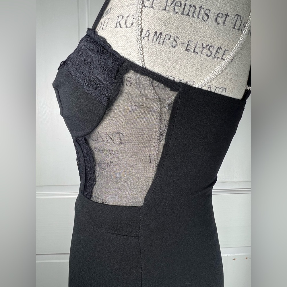 NWT Perfectly Sultry Black Sheer Mesh Bustier Wide-Leg Jumpsuit Size Small - Picture 6 of 9